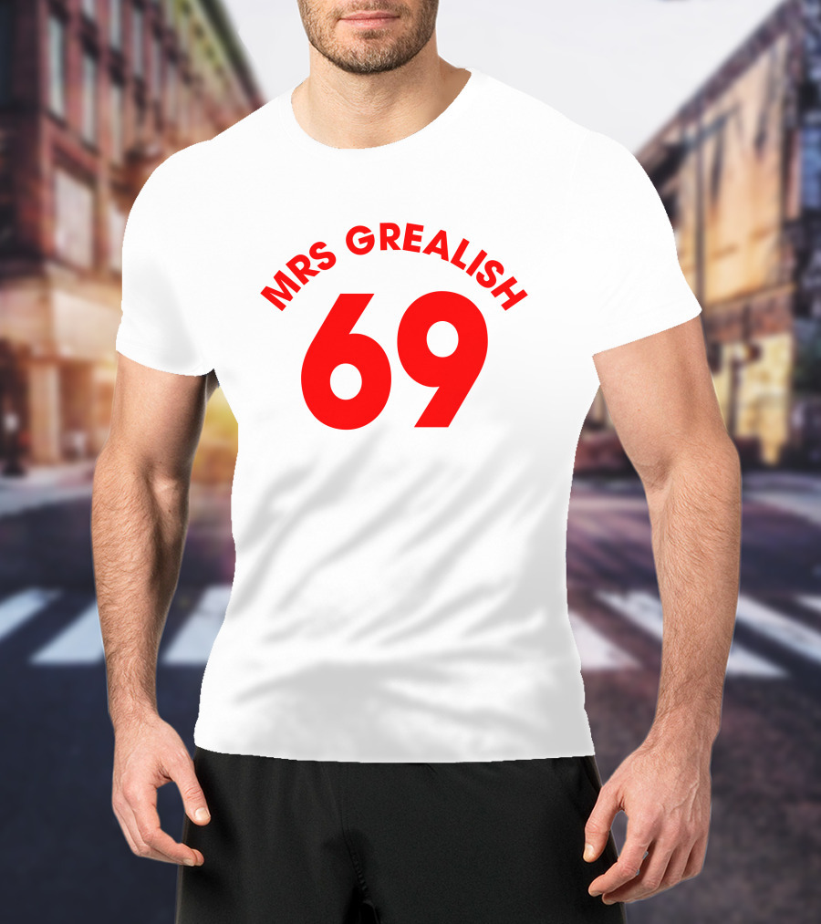 MRS GREALISH 69 Red Bold Arch Text T-Shirt