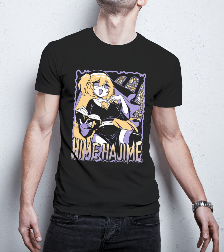 Hime Hajime Vtuber Halloween Nun Cross Book Stained Glass T-Shirt