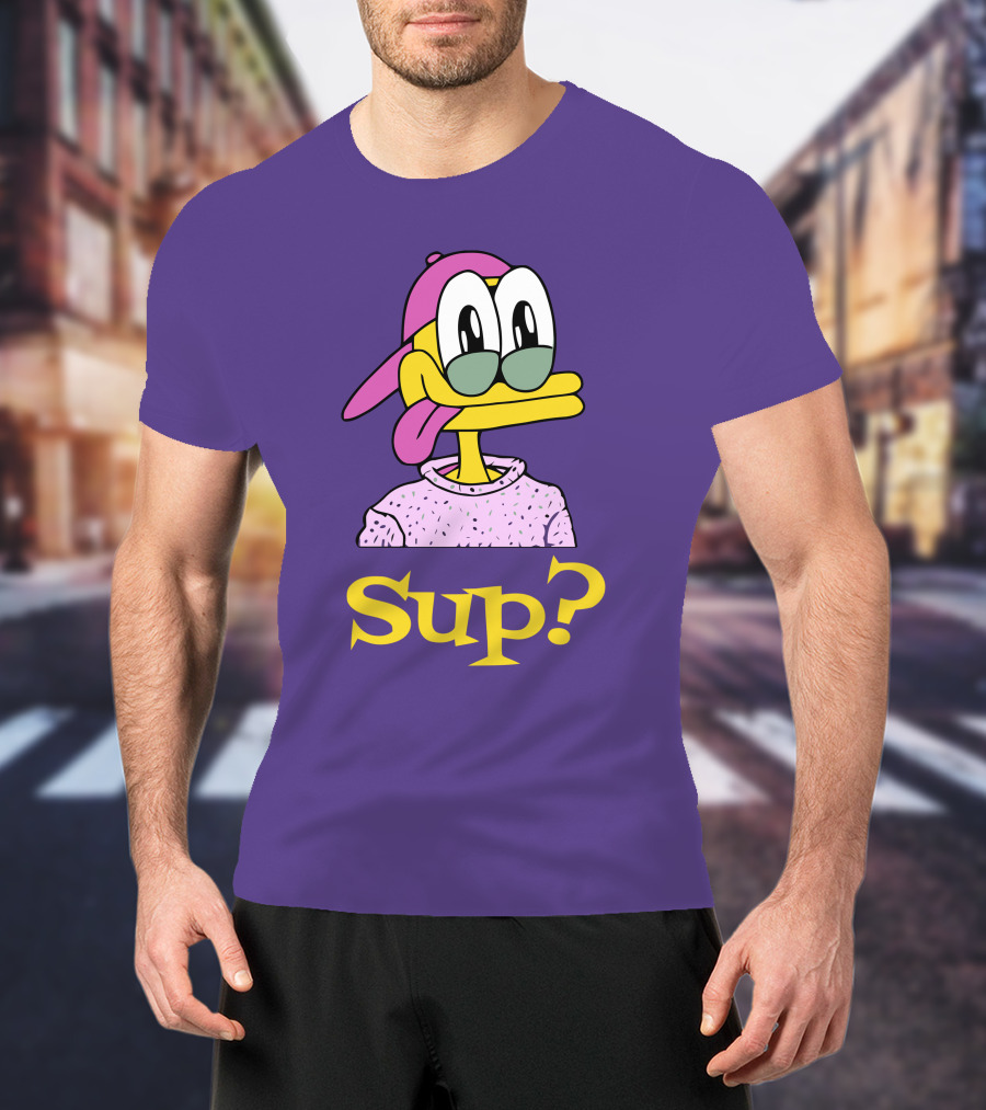 Nft Sup Ducks Purple Background Retro Cartoon T-Shirt