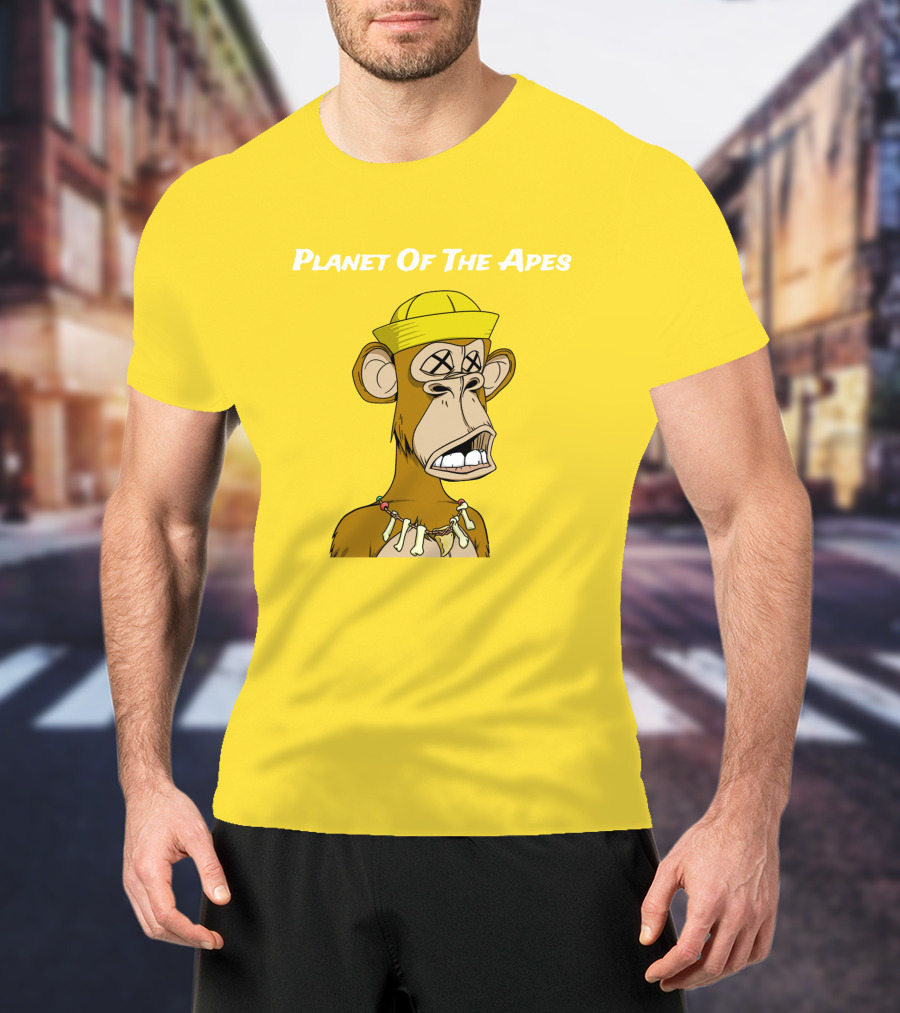 Planet Of The Apes NFT Style Yellow Hat Cross-Eyed Ape T-Shirt