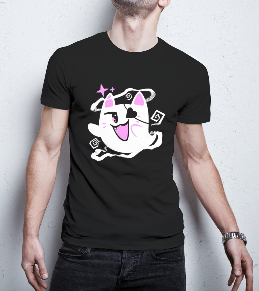 Shark Robot Merch Halloween Goro Ghost Cat With Eye Patch And Stars T-Shirt