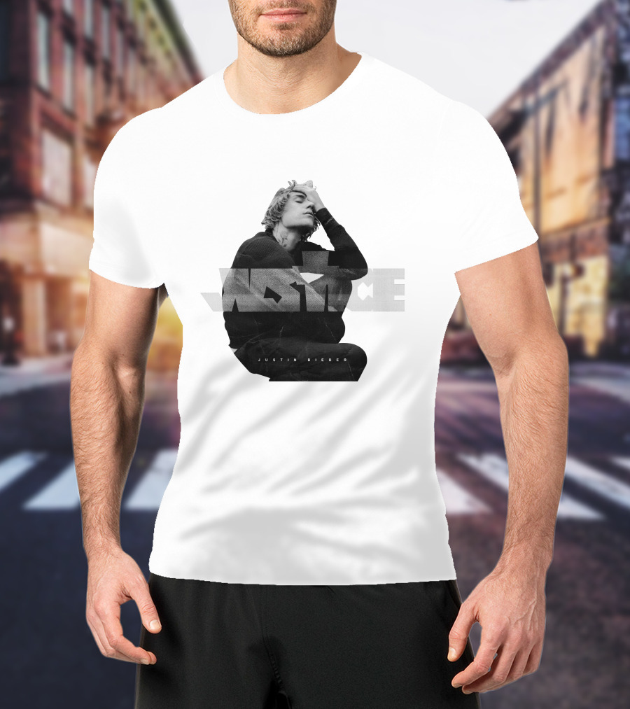 Justin Bieber Justice Album Cover Black And White Image T-Shirt