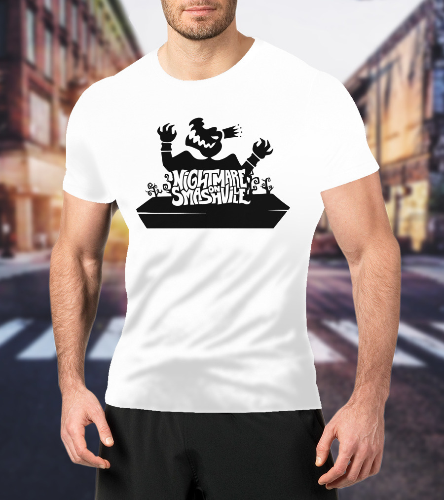 King Crocodile Nightmare On Smashville Halloween Monster Silhouette Spooky T-Shirt