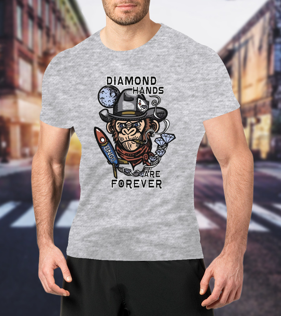 Diamond Hands Are Forever Bngo Ape Cowboy Space Rocket T-Shirt