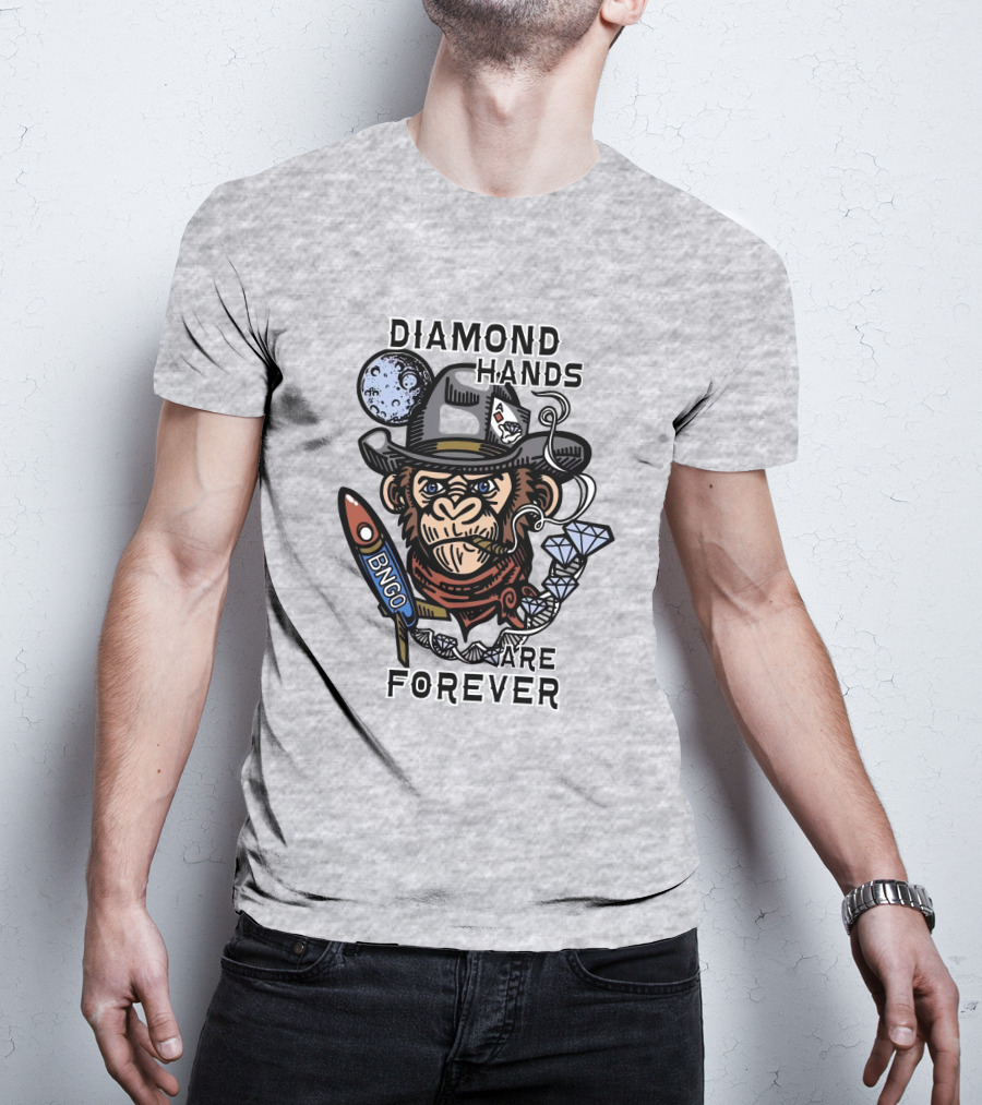 Diamond Hands Are Forever Bngo Ape Cowboy Space Rocket T-Shirt