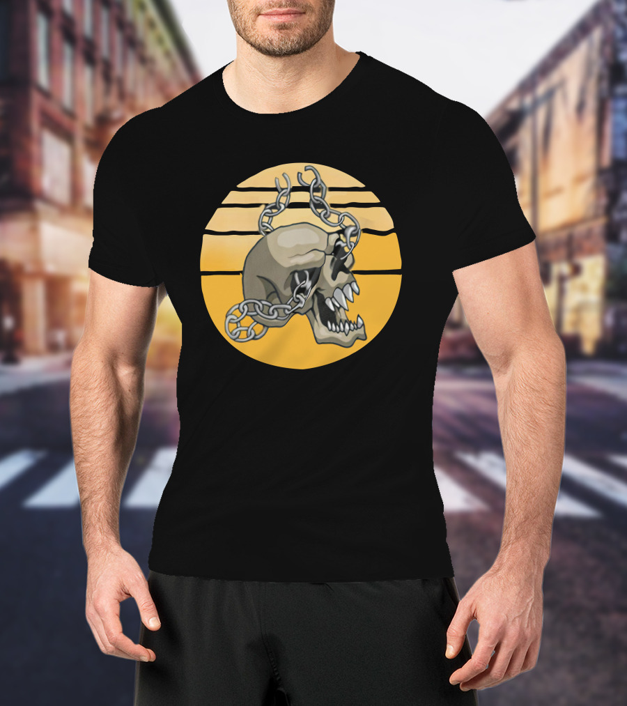 Trick Or Treat Creepy Skull With Chains Halloween Skeleton T-Shirt
