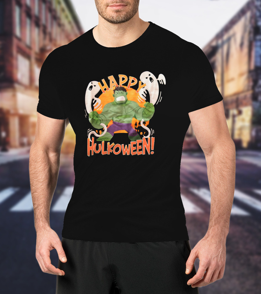 Happy Hulkoween Incredible Hulk Halloween Ghosts And Pumpkins T-Shirt