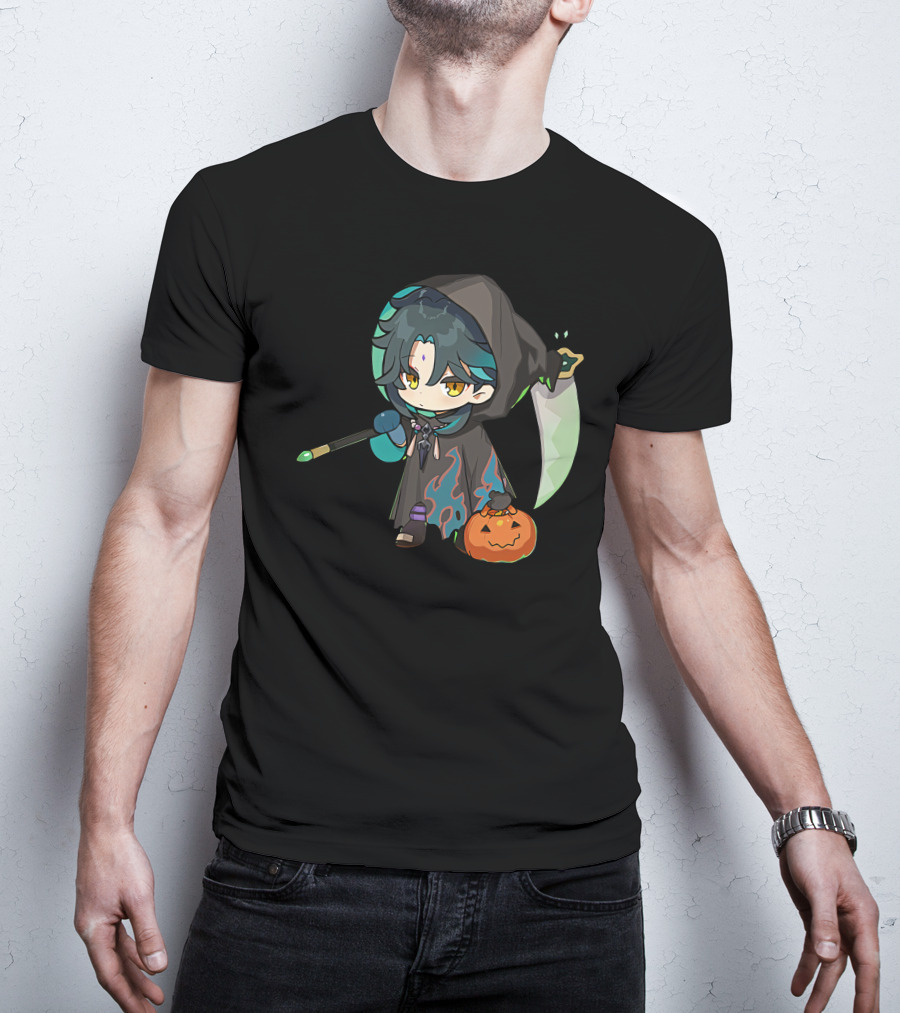 Happy Halloween Genshin Impact Xiao Pumpkin Lantern Ghost Hood T-Shirt