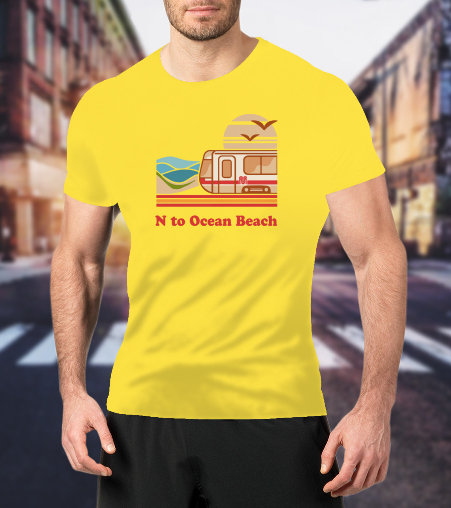 N To Ocean Beach San Francisco Vintage Transit T-Shirt