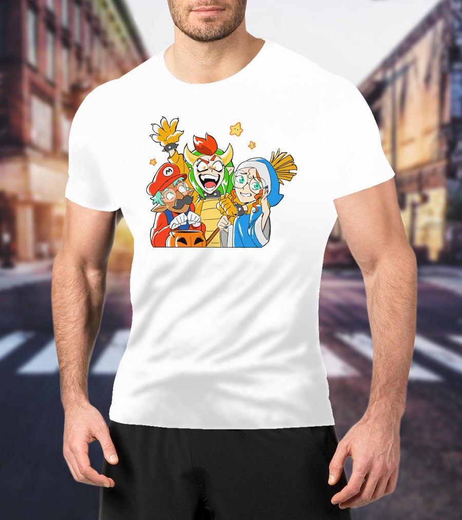 Bowser Mario And Princess Peach Celebrate Happy Halloween T-Shirt