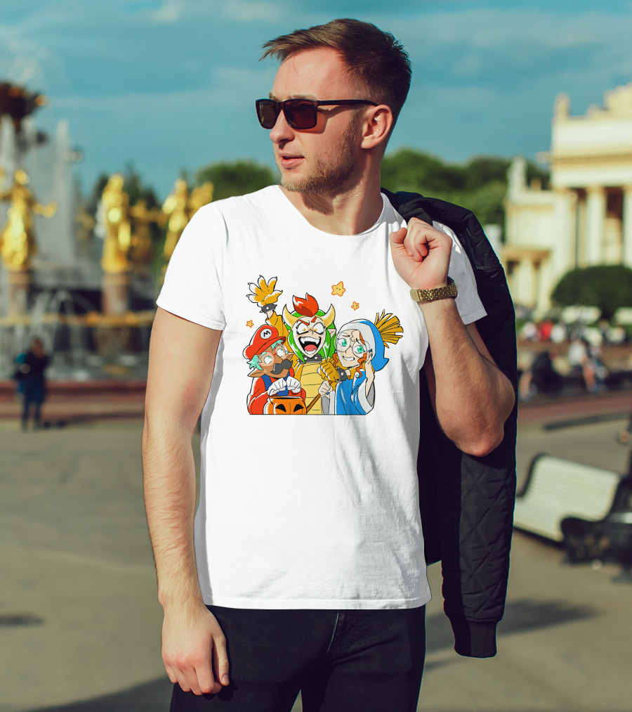 Bowser Mario And Princess Peach Celebrate Happy Halloween T-Shirt