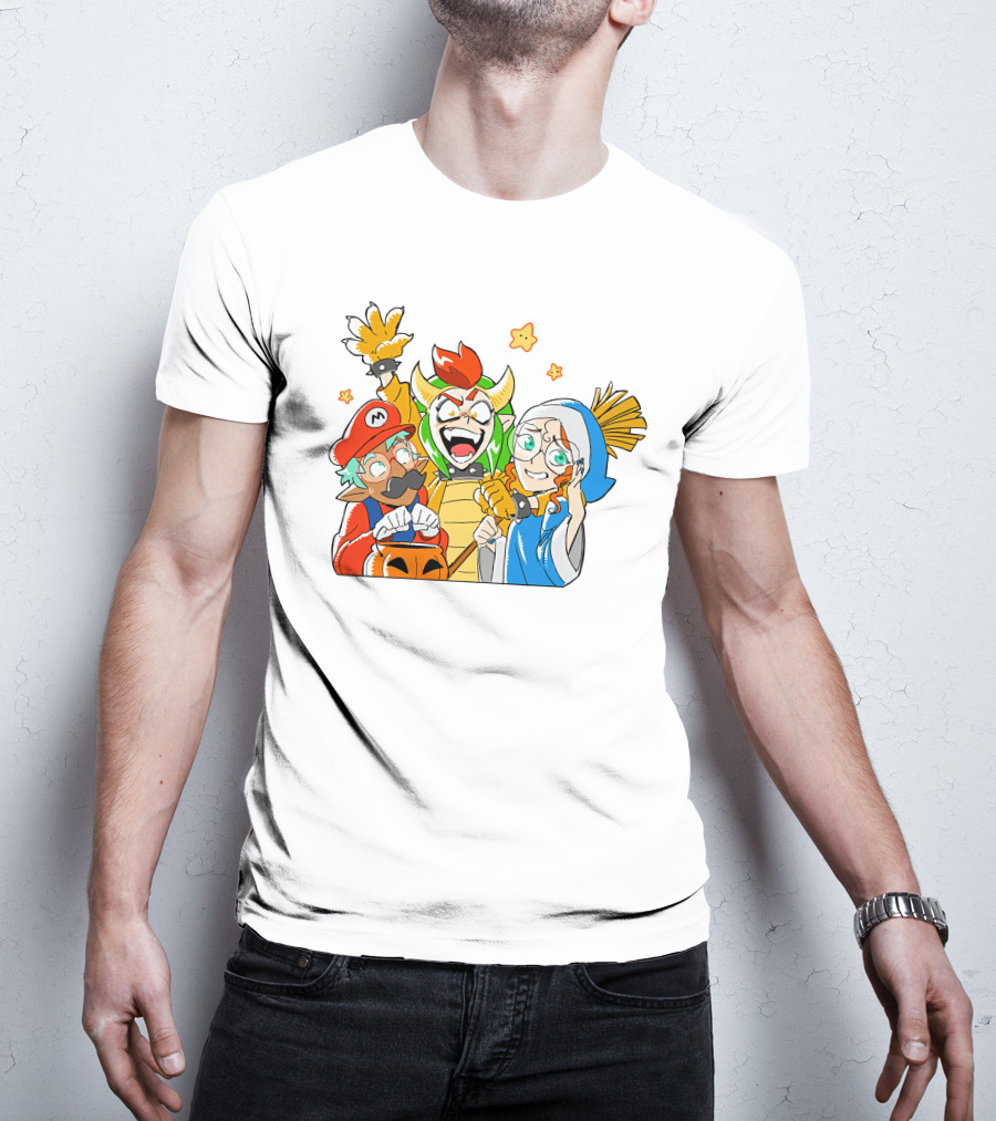 Bowser Mario And Princess Peach Celebrate Happy Halloween T-Shirt