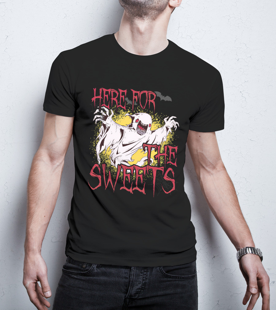 Here For The Sweets Ghost Costume With Ghosts For Halloween T-Shirt