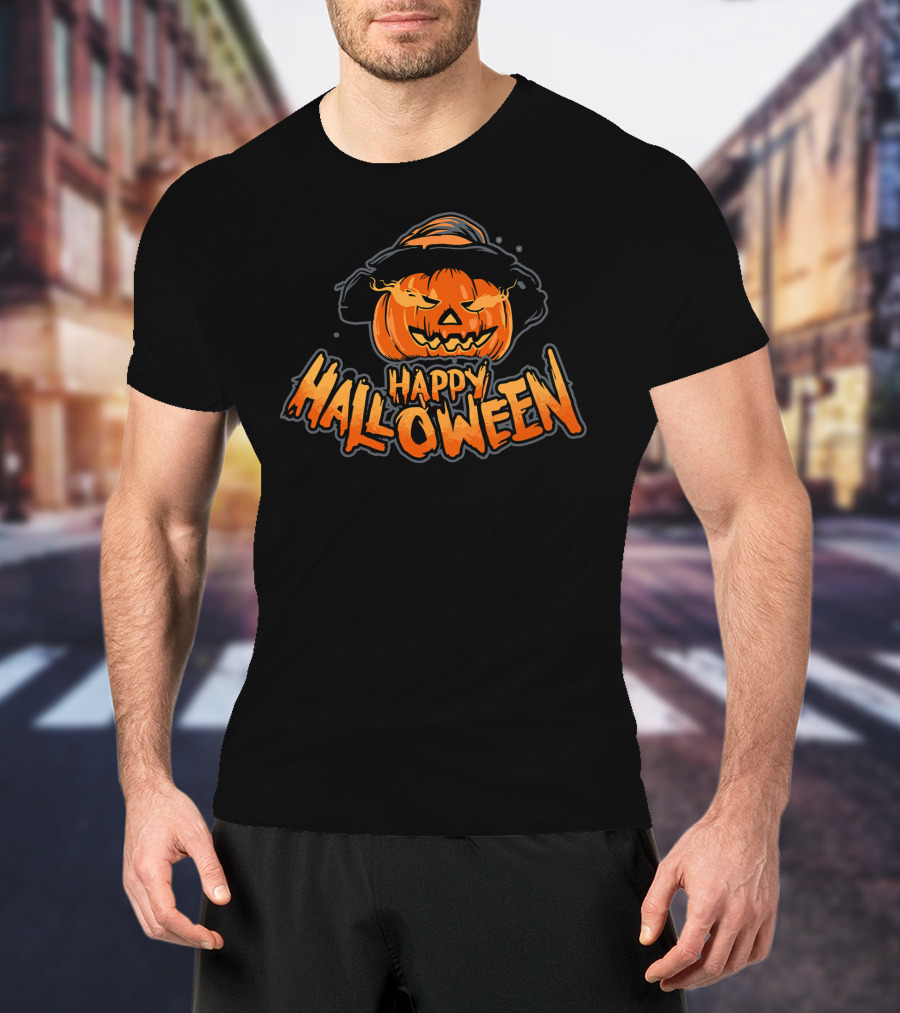 Happy Halloween Pumpkin On Fire T-Shirt