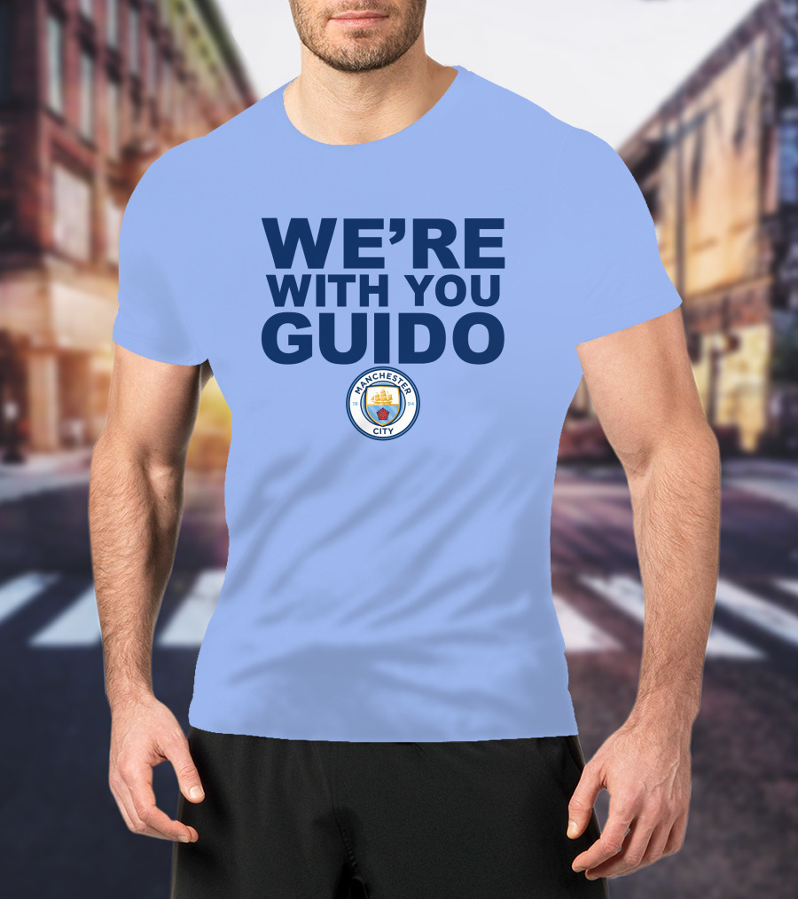 Manchester City We're With You Guido Support Belgian Fan Pep Guardiola Simon Bajkowski T-Shirt