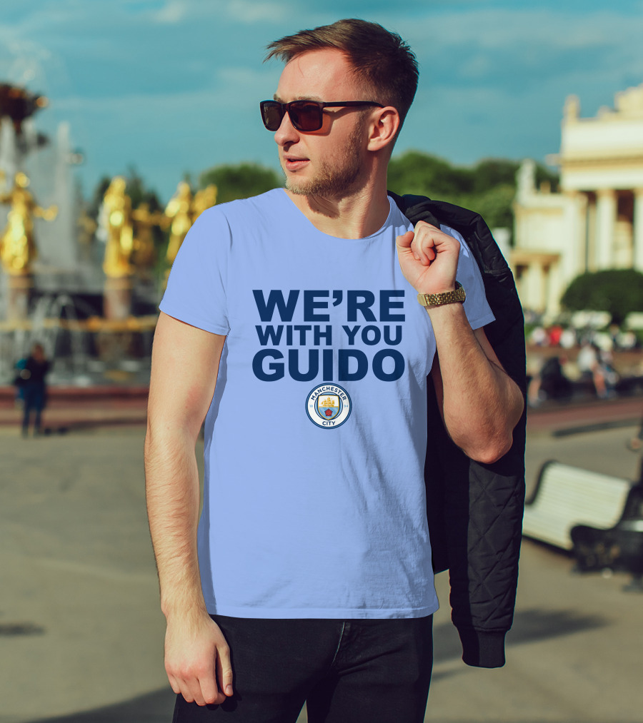 Manchester City We're With You Guido Support Belgian Fan Pep Guardiola Simon Bajkowski T-Shirt