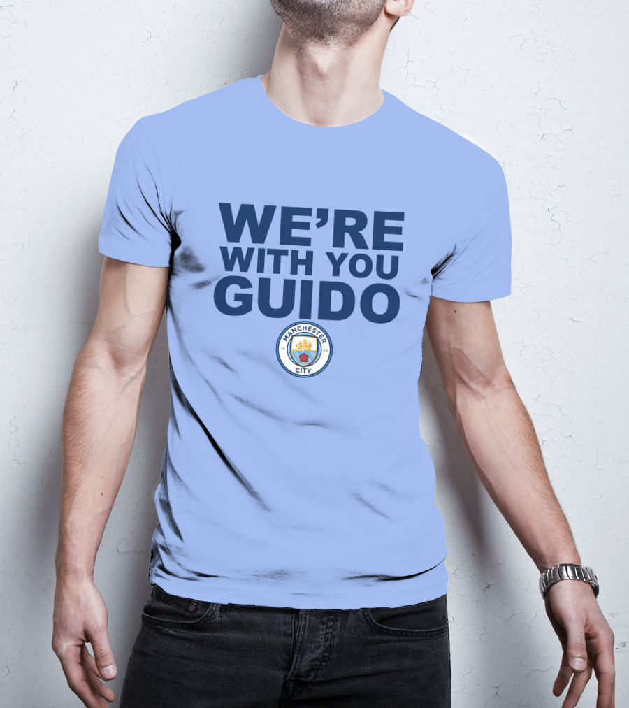 Manchester City We're With You Guido Support Belgian Fan Pep Guardiola Simon Bajkowski T-Shirt