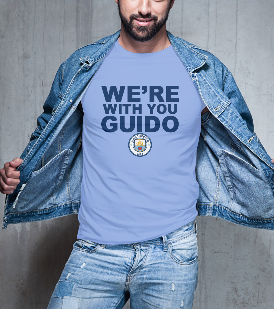 Manchester City We're With You Guido Support Belgian Fan Pep Guardiola Simon Bajkowski T-Shirt