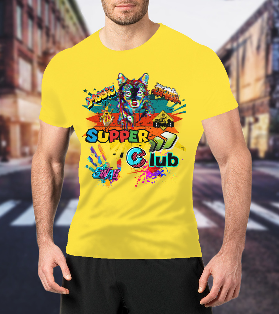 Supper Club Music Swag Street Art Wolf T-Shirt