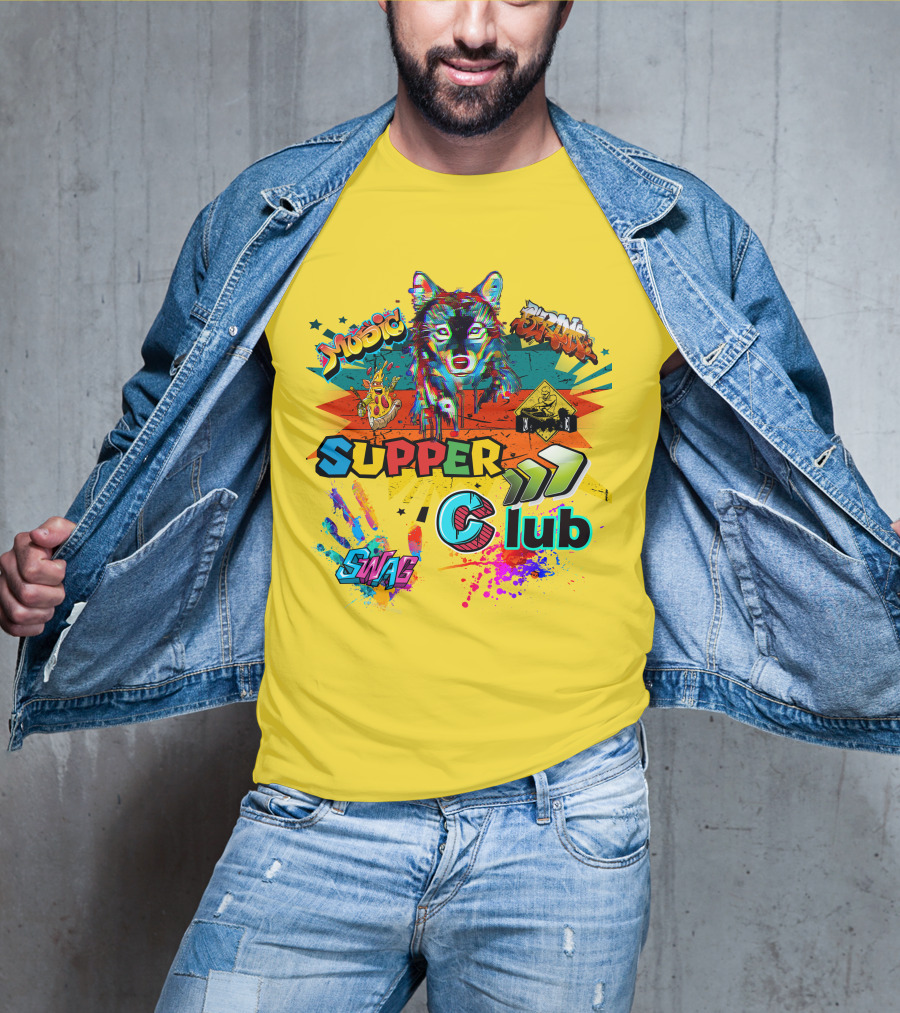 Supper Club Music Swag Street Art Wolf T-Shirt