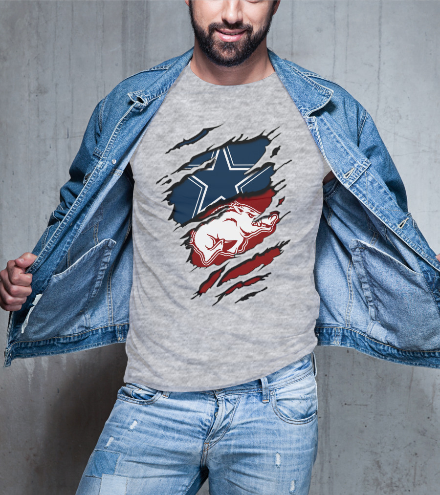 Dallas Cowboys Arkansas Razorbacks Torn T-Shirt