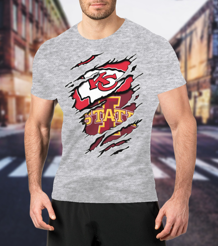 Kansas City Chiefs Iowa State Cyclones Torn T-Shirt