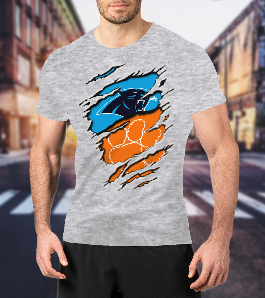 Carolina Panthers Clemson Tigers Paw Scratch T-Shirt