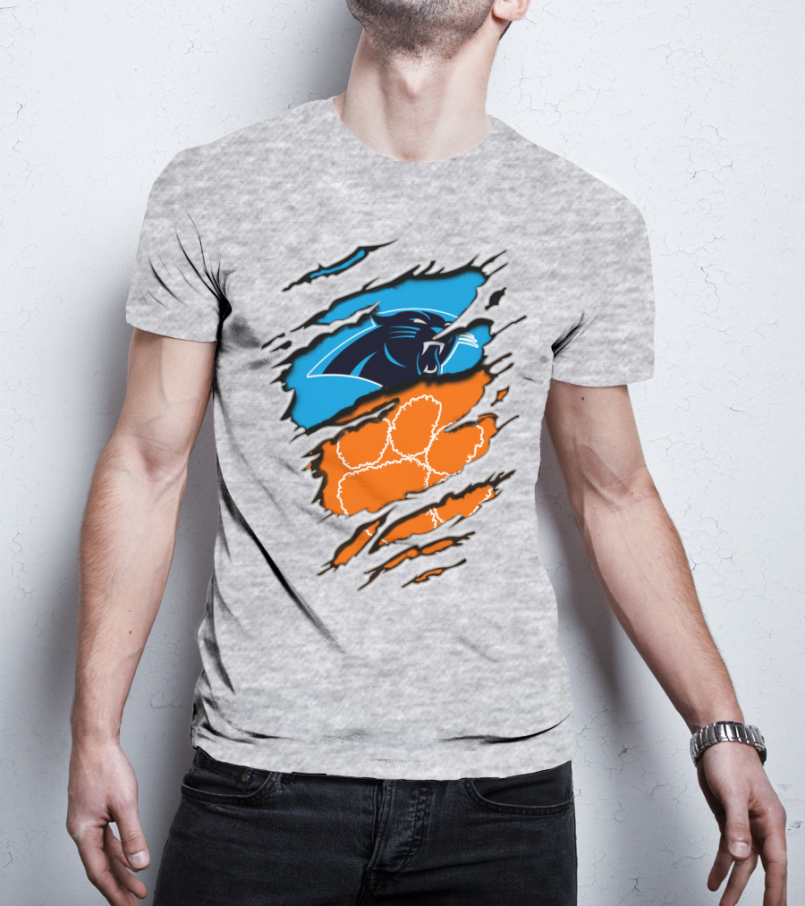 Carolina Panthers Clemson Tigers Paw Scratch T-Shirt