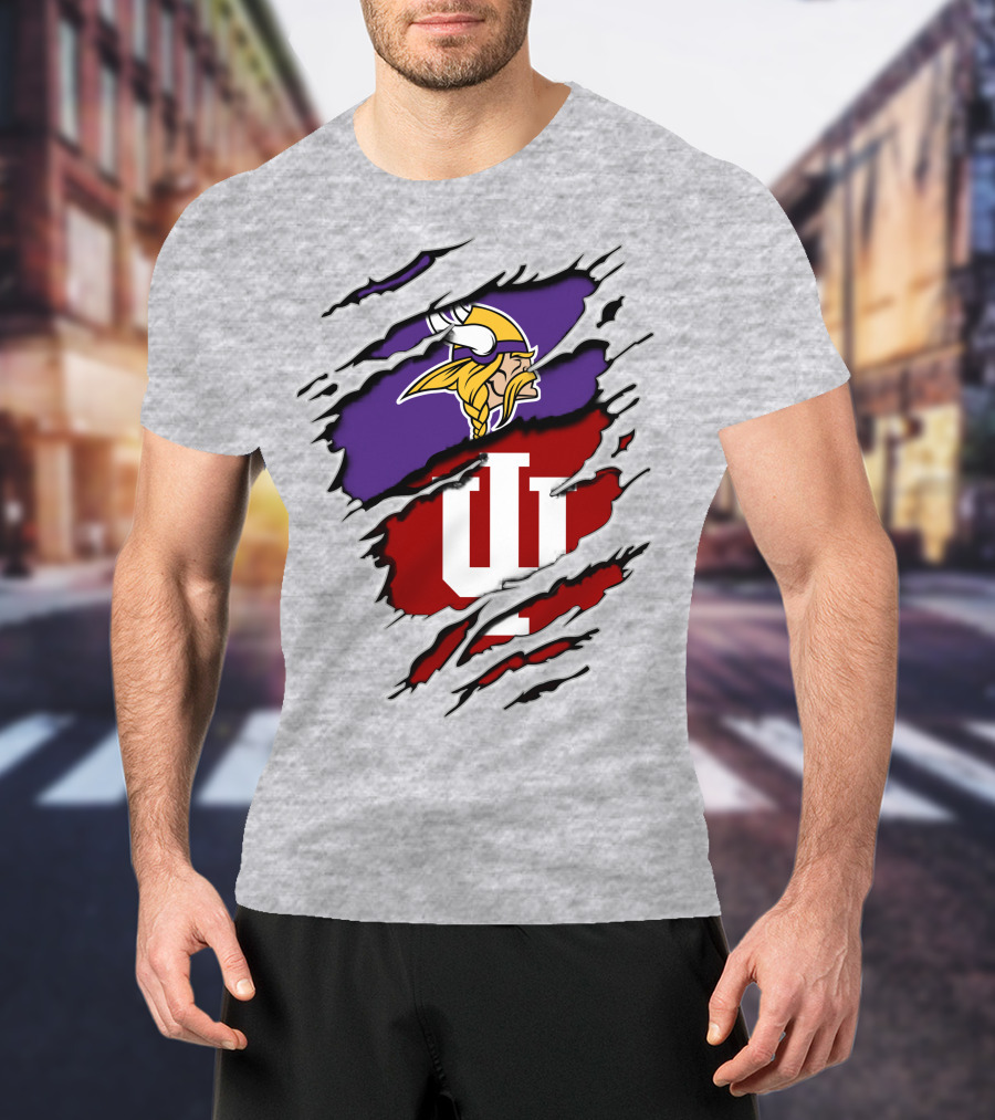 Vikings Indiana Hoosiers Torn Logo Mashup T-Shirt