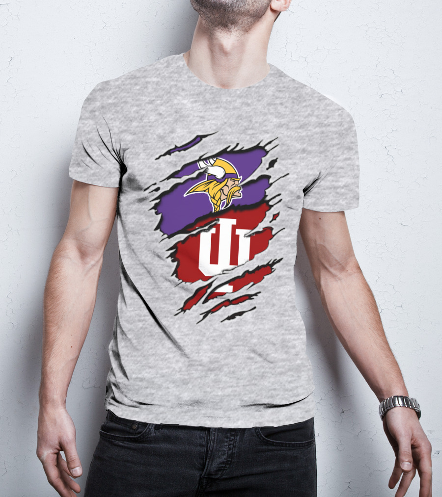 Vikings Indiana Hoosiers Torn Logo Mashup T-Shirt