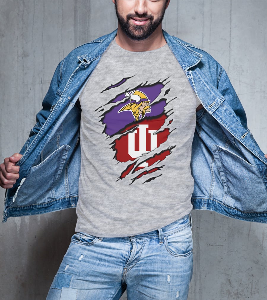 Vikings Indiana Hoosiers Torn Logo Mashup T-Shirt