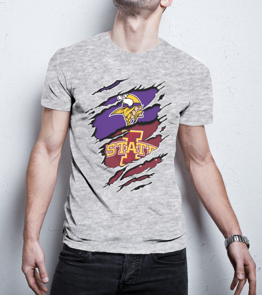 Minnesota Vikings Iowa State Cyclones Ripped T-Shirt
