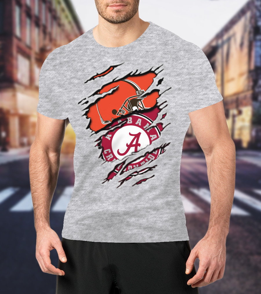 Cleveland Browns Helmet Alabama Crimson Tide Fan Gear T-Shirt