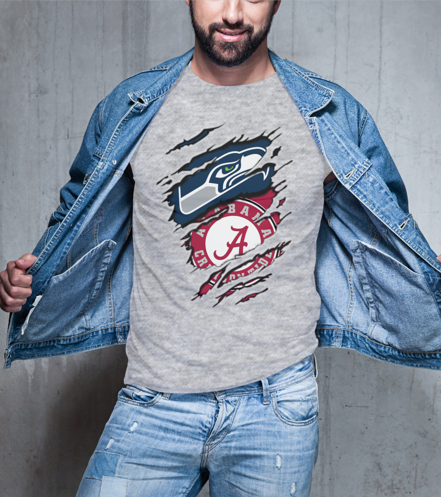 Seahawks Alabama Crimson Tide Football Fusion T-Shirt