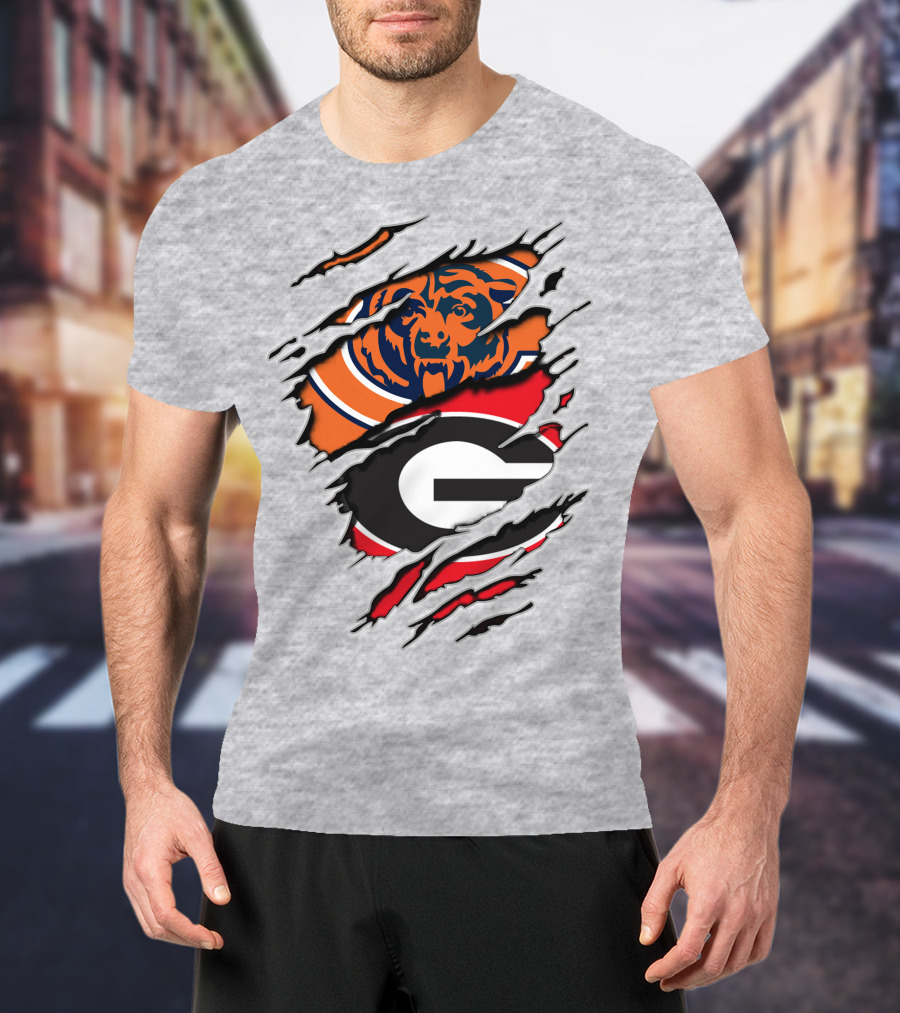 Chicago Bears Georgia Bulldogs Logo Mashup T-Shirt