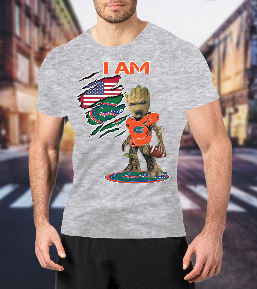 I AM Groot Florida Gators USA Flag Football T-Shirt