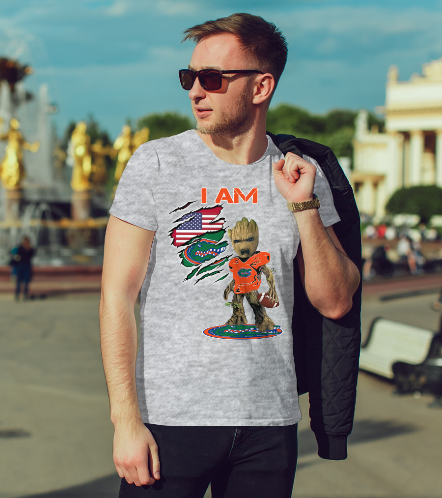 I AM Groot Florida Gators USA Flag Football T-Shirt