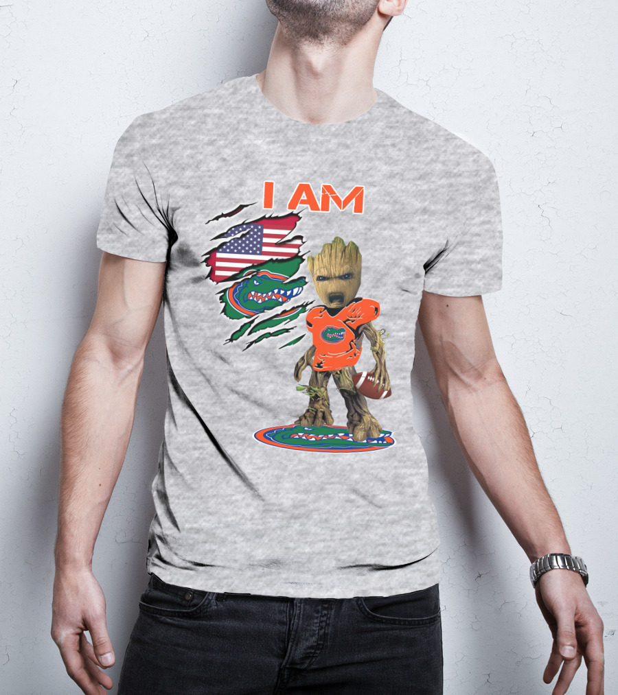 I AM Groot Florida Gators USA Flag Football T-Shirt