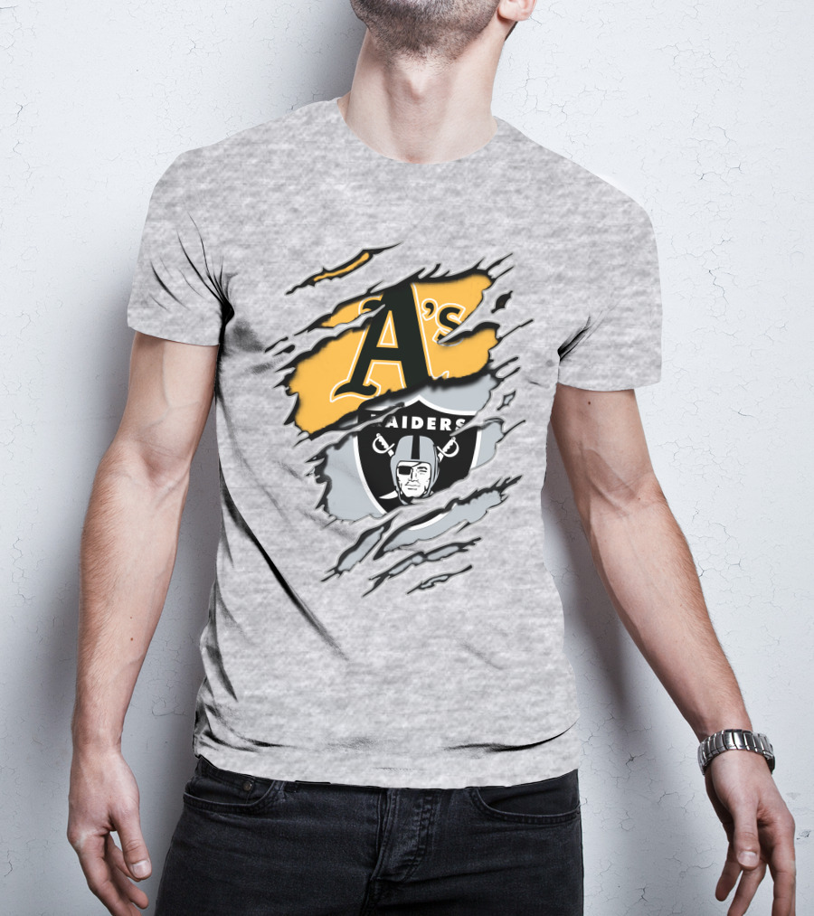 A's Raiders Ripped Crossover Sports T-Shirt