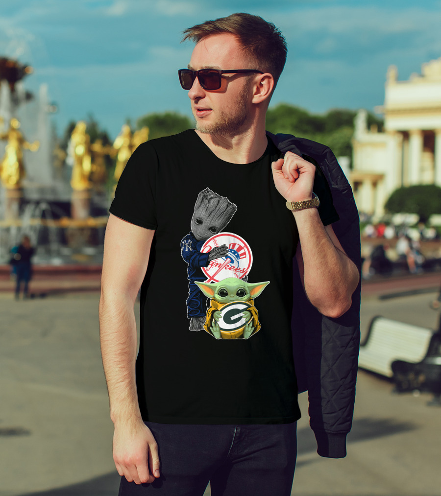 Yankees Groot Packers Baby Yoda T-Shirt