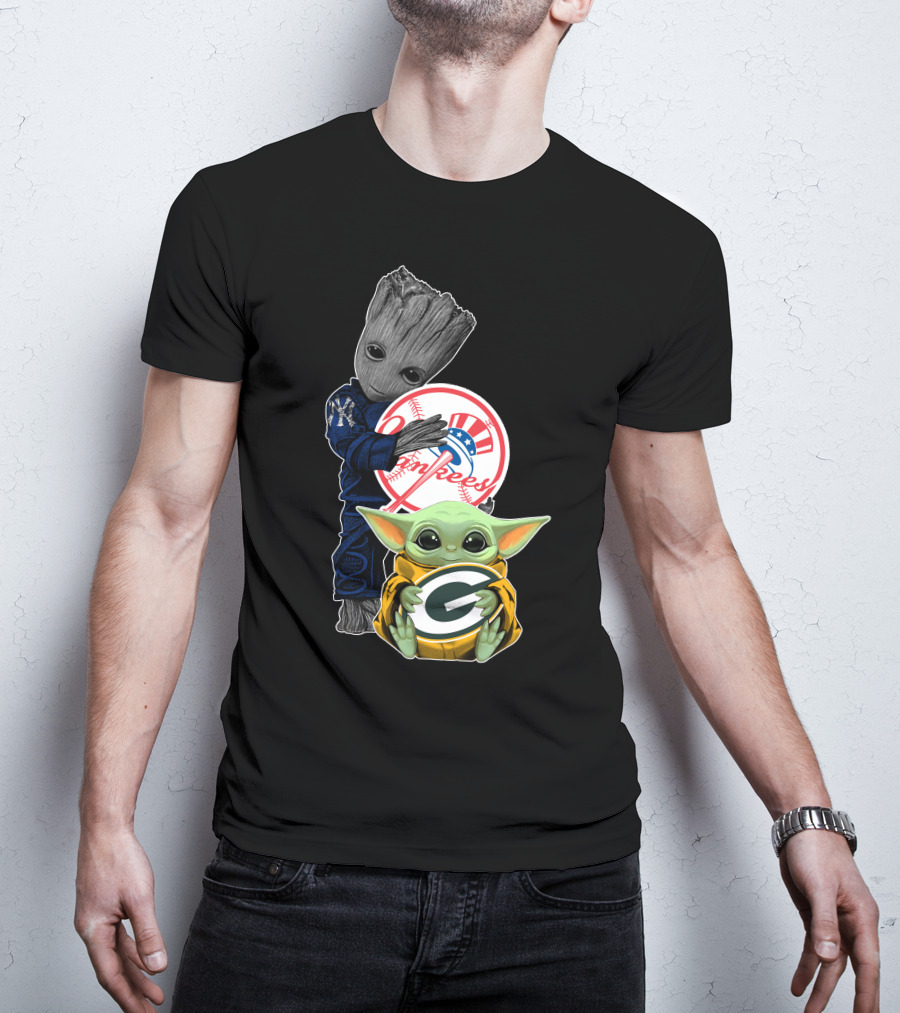 Yankees Groot Packers Baby Yoda T-Shirt