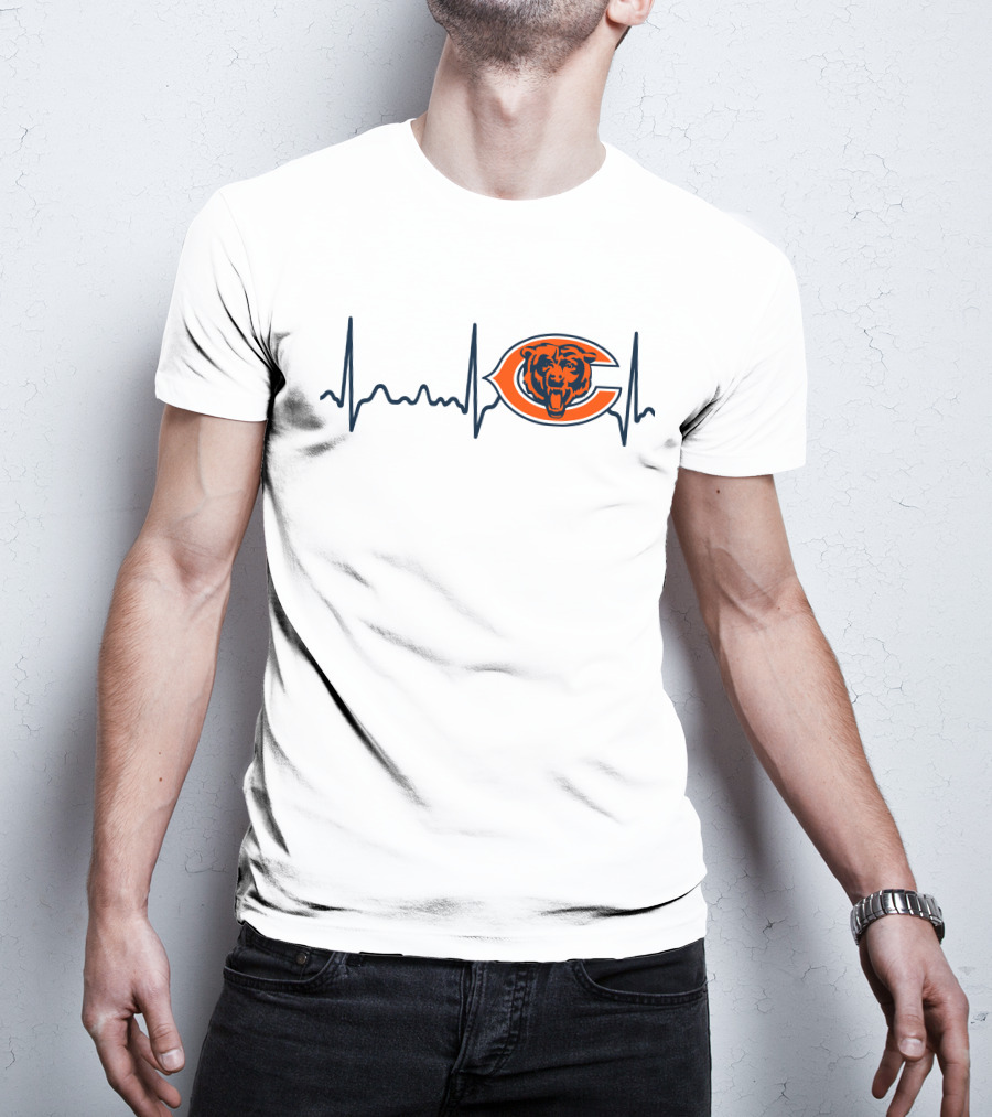 Heartbeat Chicago Bears Logo Electrocardiogram T-Shirt