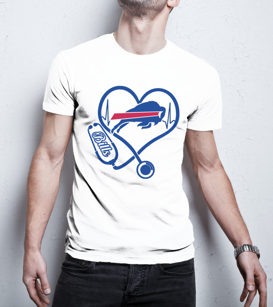Buffalo Bills Heartbeat Stethoscope Nurse Love T-Shirt
