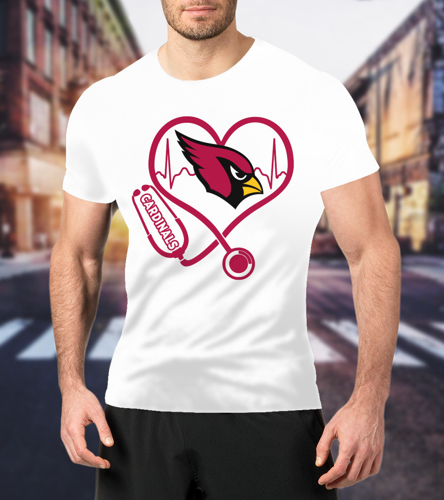 Arizona Cardinals Nurse Heartbeat Stethoscope T-Shirt