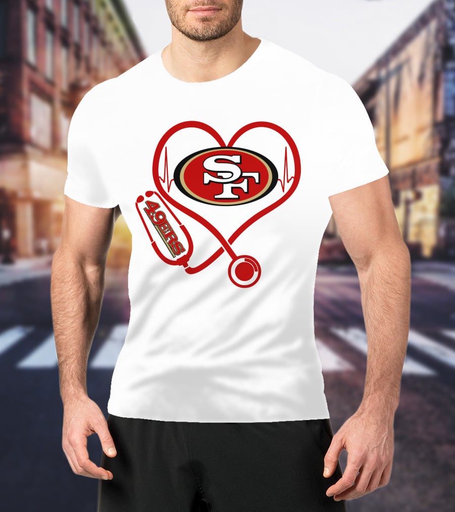 San Francisco 49ers Nurse Heartbeat Love Stethoscope T-Shirt