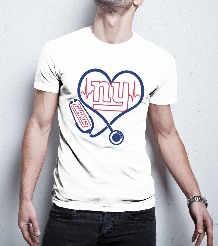 Nurse Heartbeat NY Giants Stethoscope T-Shirt
