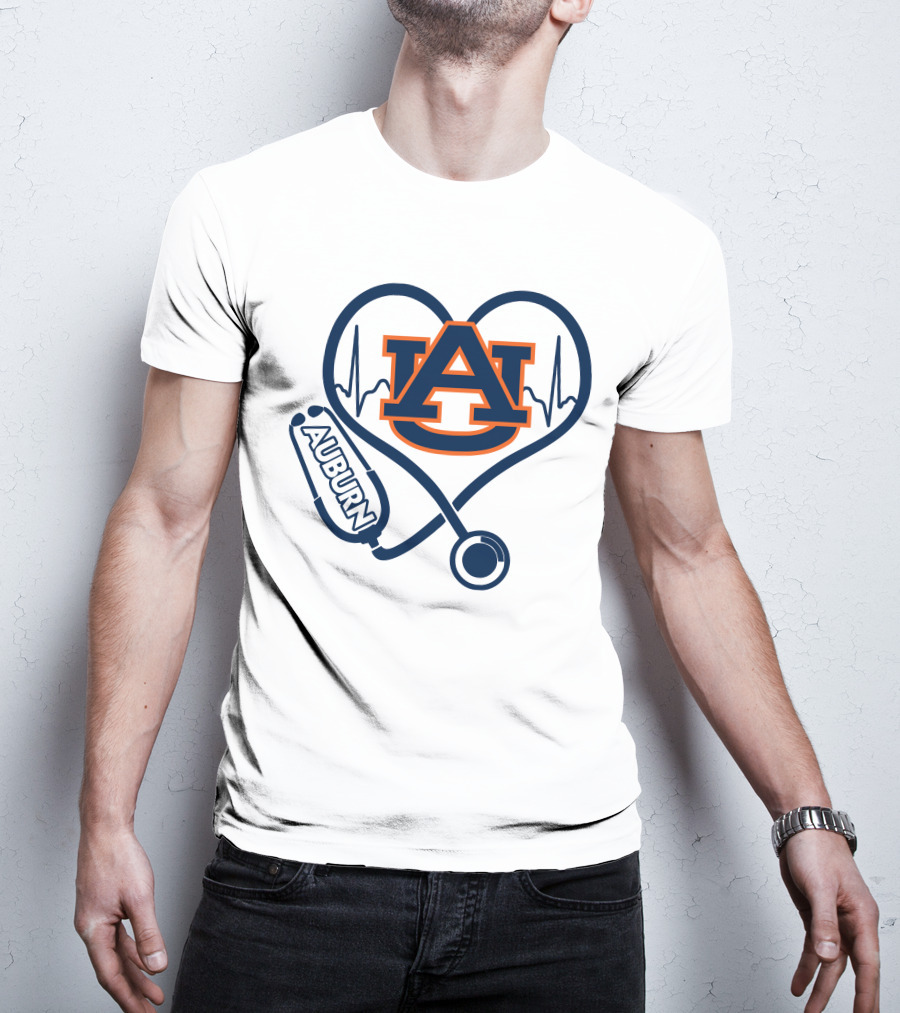 Auburn Tigers Nurse Heartbeat Stethoscope Love T-Shirt
