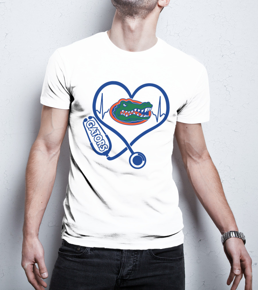 Nurse Love Gators Heartbeat Stethoscope Florida Gators T-Shirt