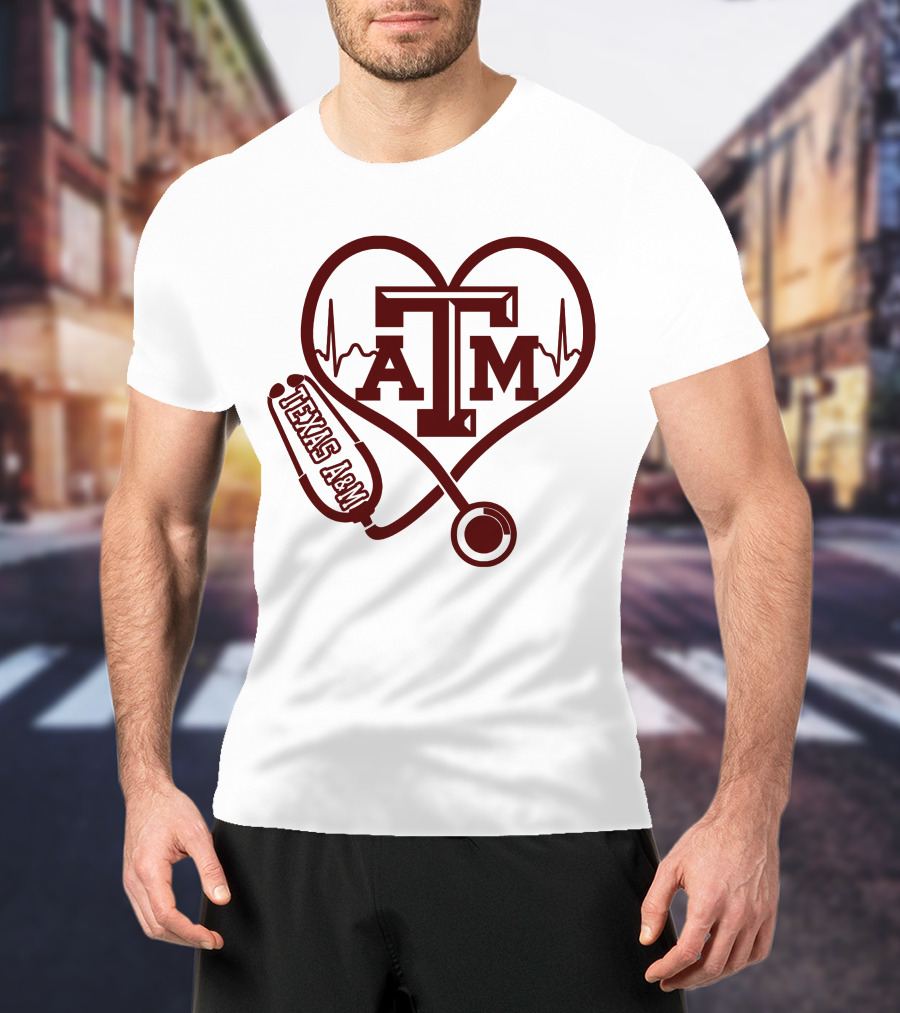 Texas A&M Aggies Nurse Heartbeat Stethoscope T-Shirt