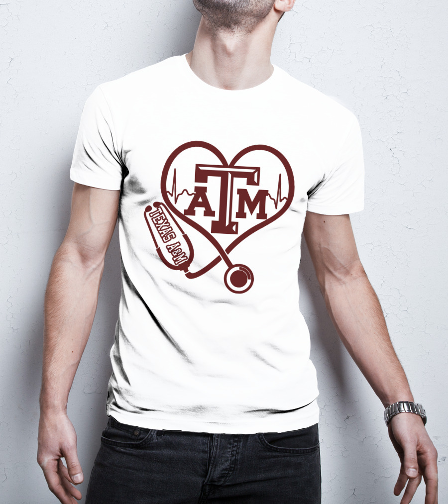 Texas A&M Aggies Nurse Heartbeat Stethoscope T-Shirt
